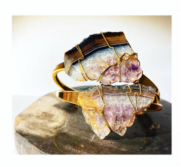 Amethyst Cuff Bracelet- Amethyst Bangle Jewelry Crystal Cuff - Kobi Co.