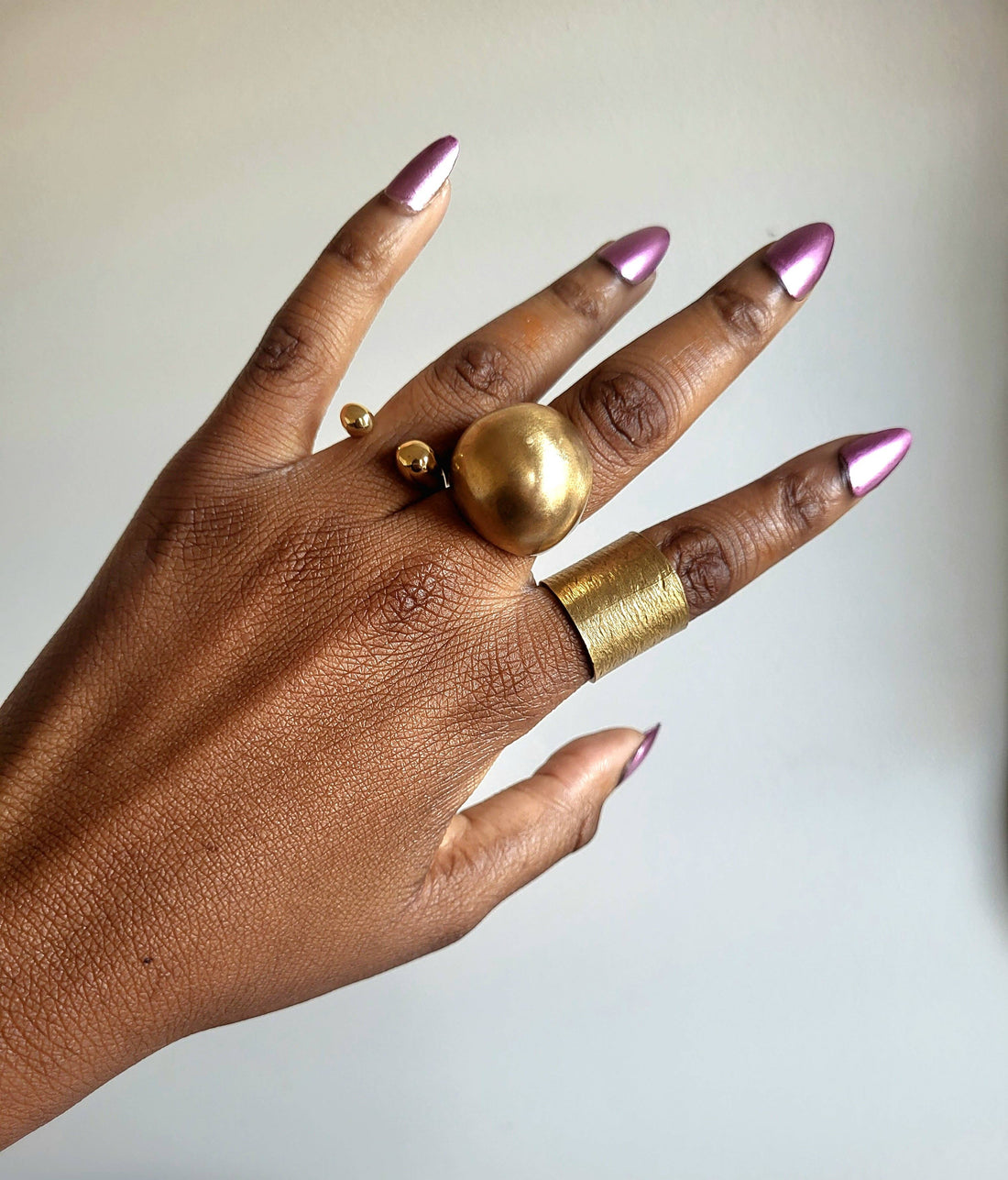 Nzinga Brass Ball Geometric Ring - Kobi Co.