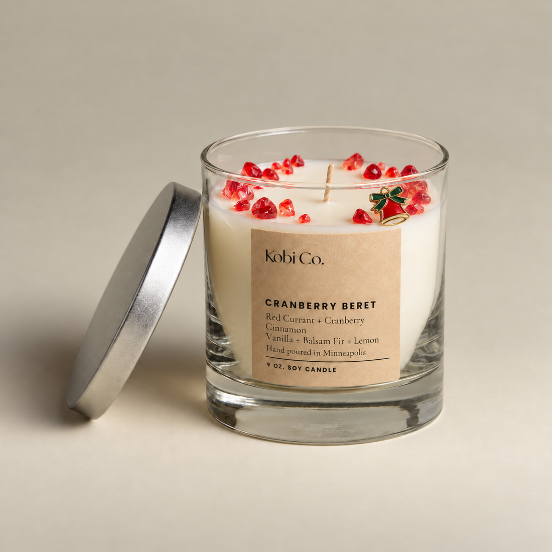 Cranberry Beret Holiday Soy Candle - Kobi Co.