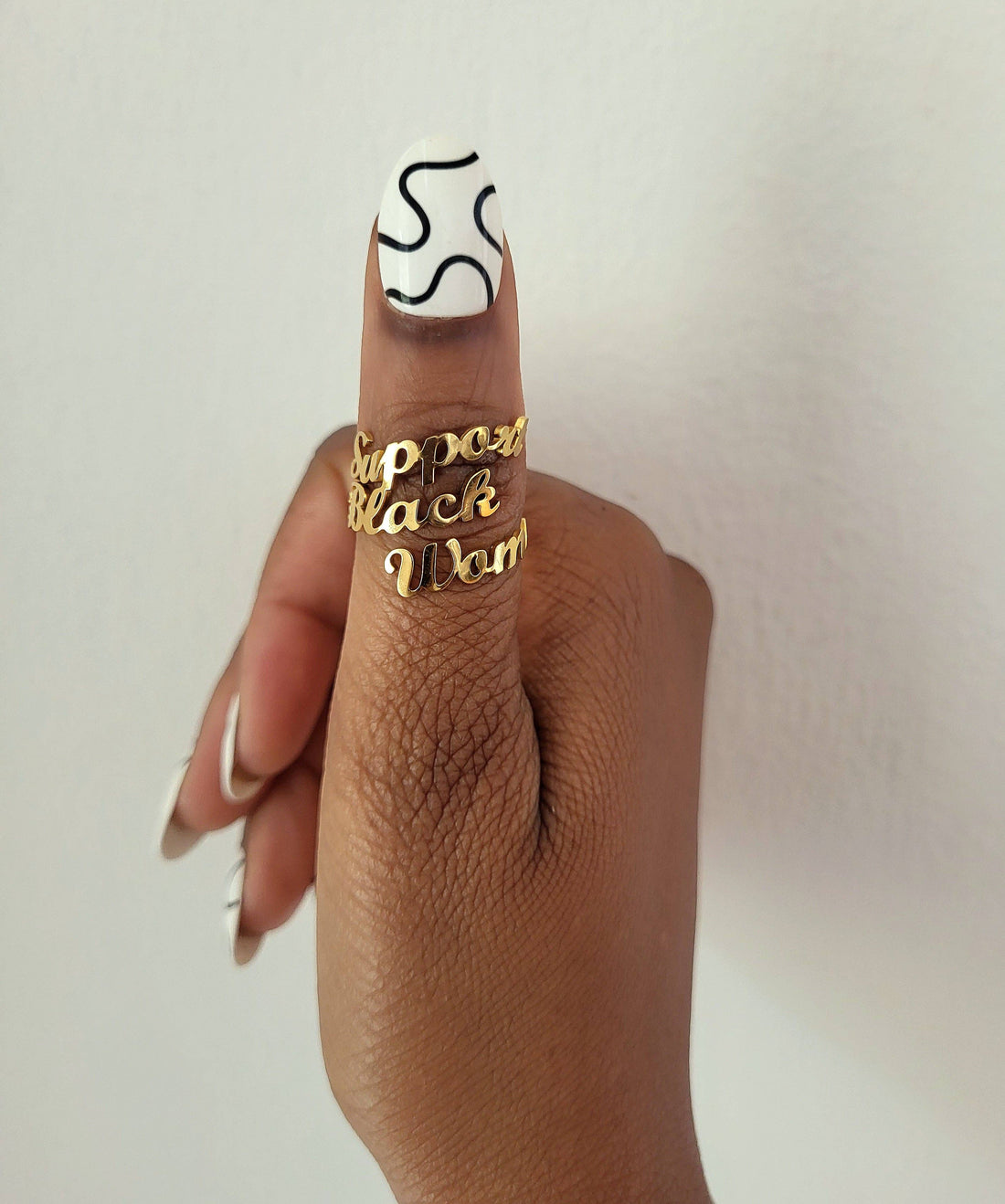 Support Black Women 18K Gold Plated Ring - Kobi Co.