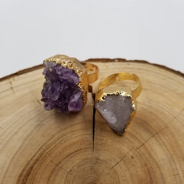 Natural Crystal Cluster Gold Ring - Kobi Co.