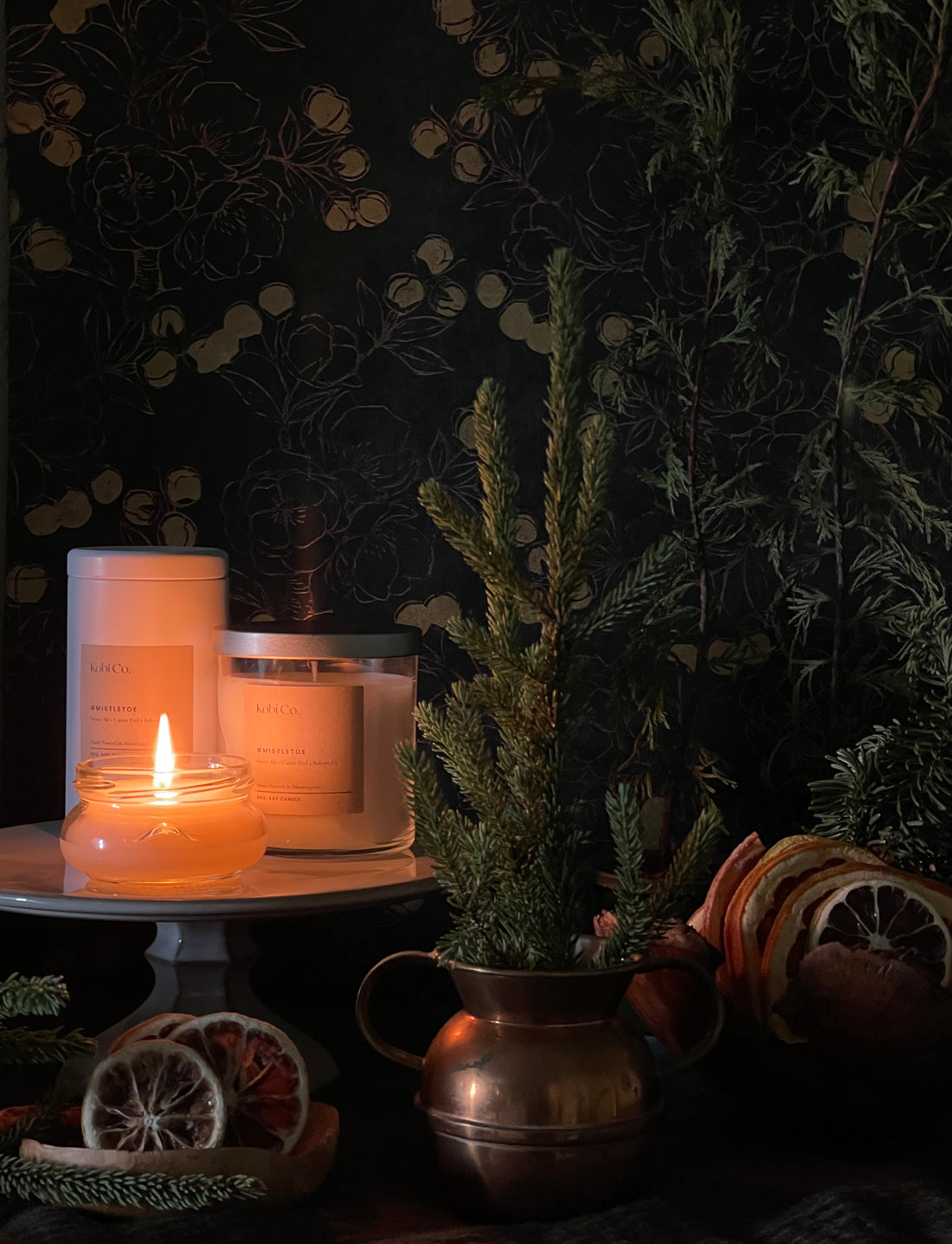 Holiday Candle Bundle Small (3 oz candle, bath bomb, spray + matches + card )