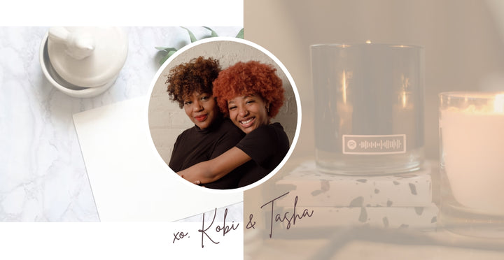 Mother Daughter duo comfortable with curated playlist for hand poured soy candles, bath bombs, sprays, crystals, and more.