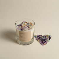 #222 soy candle with fluorite crystals 