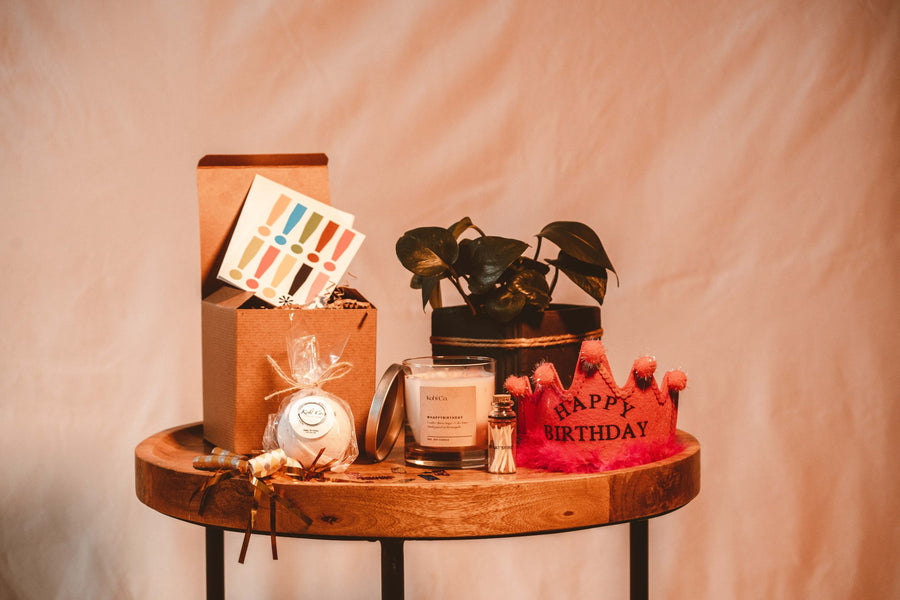 #HappyBirthday Gift Set (9 oz. candle,  Bath Bomb, Matches + Card) - Love Kobi Co.